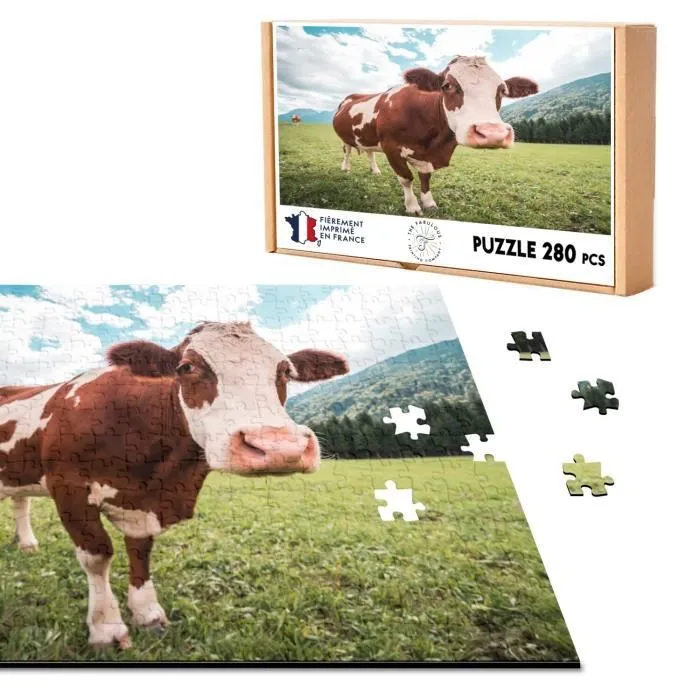 Puzzle Classique - FABULOUS - Vache dans un pré Montagne - 280 Pièces - Adulte - Mixte - Intérieur-0
