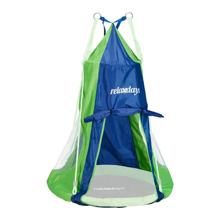 Relaxdays Tente pour balançoire en nid revêtement Housse à suspendre accessoire jardin,bleu-vert, 90 cm-0
