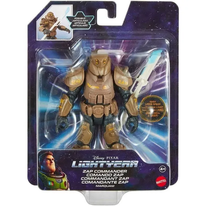 Figurine Articulée Disney Pixar - Buzz l’Éclair Commandant ZAP - MATTEL - Marron - 12,7 cm-0