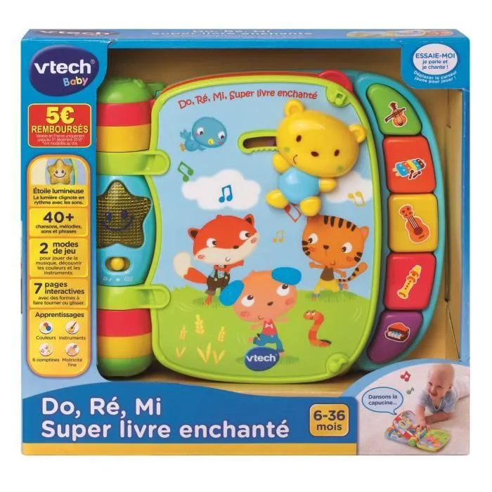 Livre Enchanté Do, Ré, Mi Super - VTECH - Intérieur - 6 mois et plus - Animaux rigolos et chansons-0