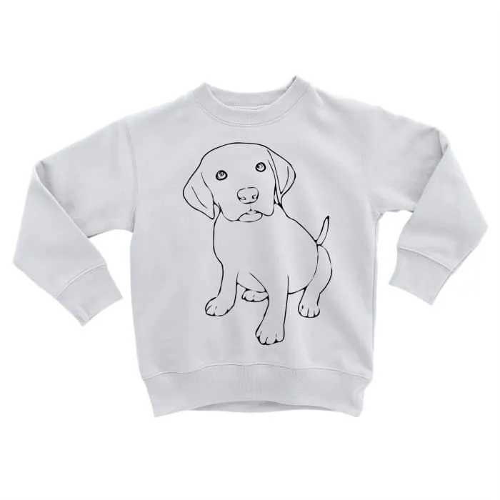 Sweatshirt Enfant Dessin Chiot Bebe Chien Contour Labrador Mignon-0