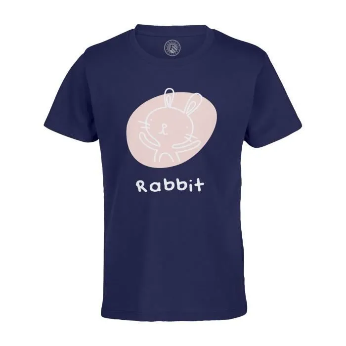 T-shirt Enfant Bleu Lapin Signe Astrologique Chinois Dessin Zodiaque Horoscope Animal Illustration-0