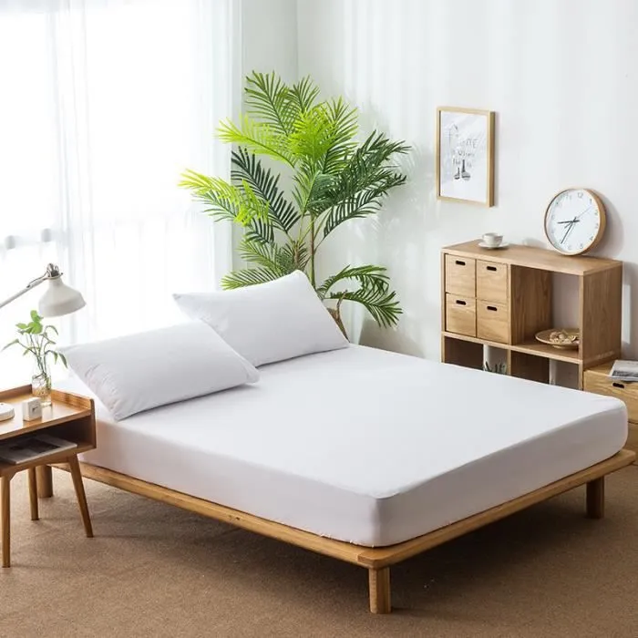 Protège matelas impermeable 140x200 bonnet 30 cm, Alèse Respirante et Souple, Bouclette Microfibre, Forme Drap Housse, Blanc-0