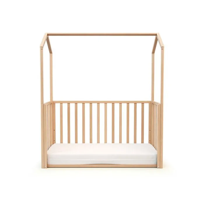 AT4 -  Lit cabane bébé évolutif CONFORT en bois  Hêtre Verni - Taille unique-1