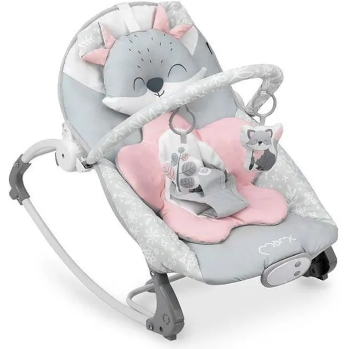 Transat Bébé - MOMI - Luis - 12 mélodies - vibration - 3 positions - arche à jouets - Rose-0