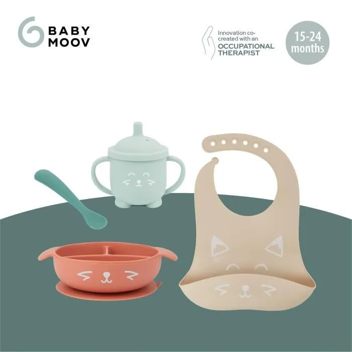 Babymoov Coffret Repas 15-24 m LEARN'ISY, 1 Bol, 1 Tasse, 1 Bavoir, 1 Cuillère, Renard-2