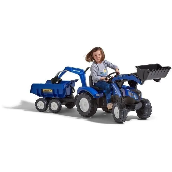 Tractopelle à pédales - FALK - New Holland - Dès 3 ans - 100% Fabriqué en France - 50% de plastique recyclé-4