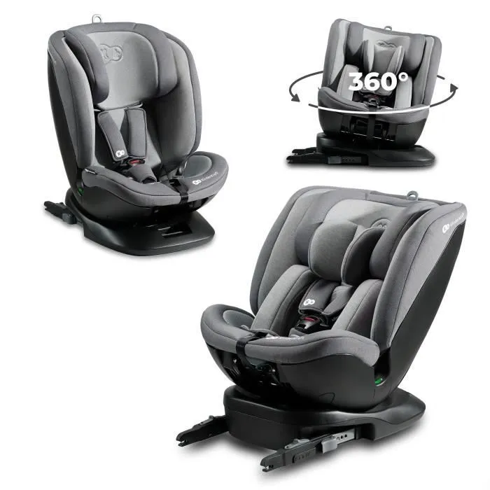 Siège auto I-size 40-150 cm - KINDERKRAFT XPEDITION2 - Siège pivotant 360 - Base intégrée avec isofix - Inclinaison - Gris-0