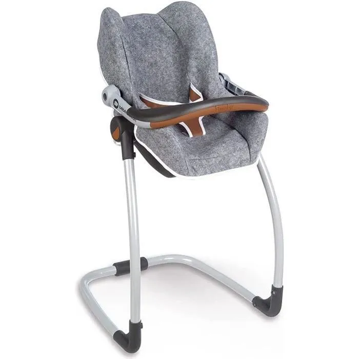Smoby - Bébé Confort - Siège Gris + Chaise Haute 3 en 1 - Pour Poupons et Poupées - Fonction Balancelle-0