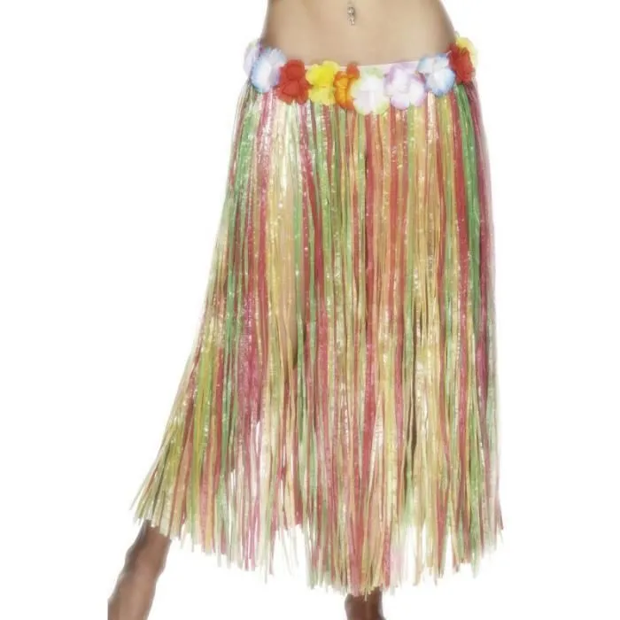 Jupe raphia multicolore avec ceinture fleur Tai…-0