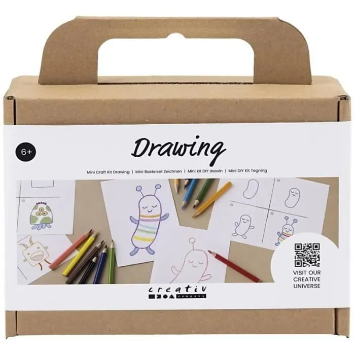 Kit DIY Dessin - Creativ Company - Monstres - Apprenez à dessiner de très mignons monstres imaginaires-0