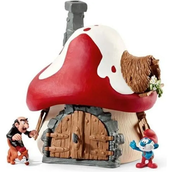 Figurine Schleich - Maison des Schtroumpfs avec 2 figurines - Schtroumpf et Gargamel-0