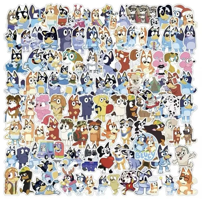 autocollant BINGO bluey animal bleu orange dessin animé enfant jeu loisir créatif stickers waterproof-1