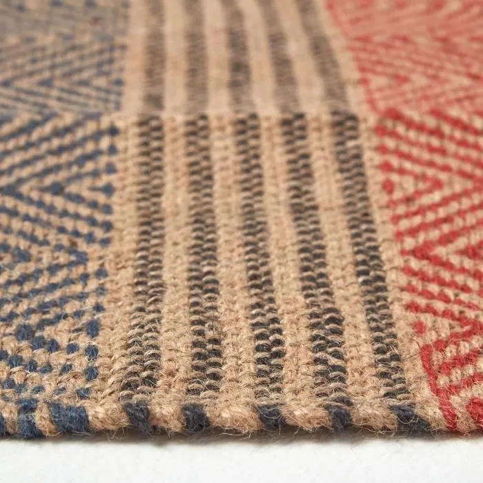 Tapis en jute - HOMESCAPES - Motif géométrique - Rouge - 150 x 240 cm-3