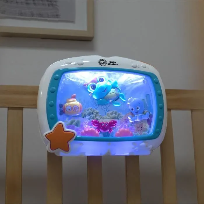 BABY EINSTEIN Veilleuse - Rêves marins - Réglage 25 min lumière, son, musique ou bruit de l’océan, attache lit, télécommande-8