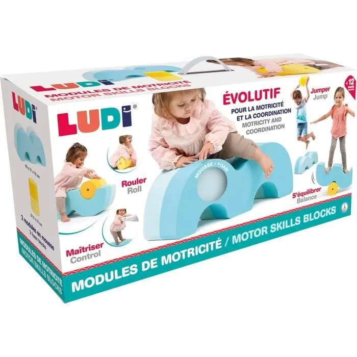 Jouet d'éveil - LUDI - Blocs de motricité - 2 modules évolutifs en mousse - Couleurs vives - Dès 12 mois-1