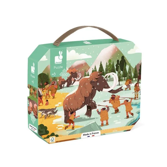 Puzzle Préhistoire - Puzzle 100 Pièces en Carton FSC - Panorama Préhistorique - Fabriqué en France - Puzzle Enfant dès 6 Ans-2