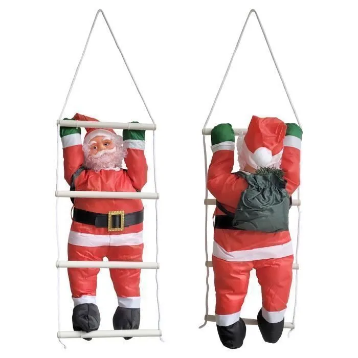 Père Noël grimpant à l'échelle pour intérieur extérieur 85 x 25 cm-0