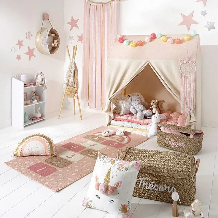 Tapis enfant "Marelle" - rose 80x150 cm - Rose - Atmosphera createur d'interieur-4