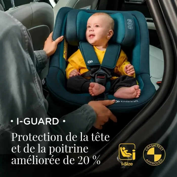 Siège auto i-Size 40-105 cm - KINDERKRAFT I-GUARD - Siège pivotant 360° - Inclinable - Face et dos à la route - Bourgogne-1
