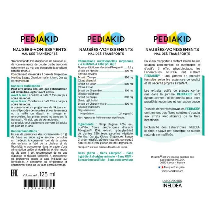 Lot de 3 PEDIAKID Nausées -Vomissements Mal des transports - Complément Alimentaire Enfant - Soulage les troubles digestifs-1