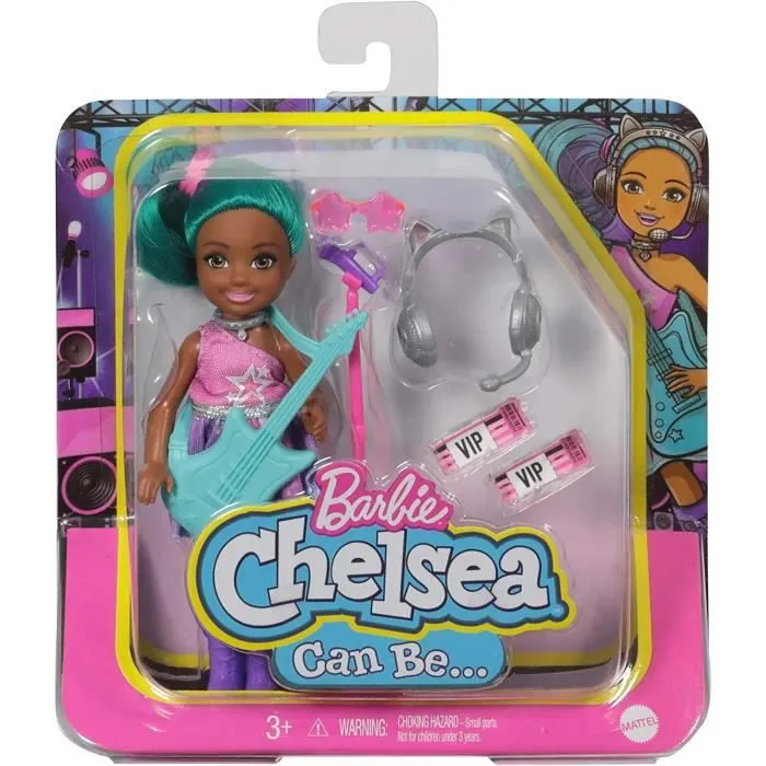 Coffret chanteuse - Barbie - Chelsea Métiers - Mini-poupée brune - Accessoires - Jouet enfant-0