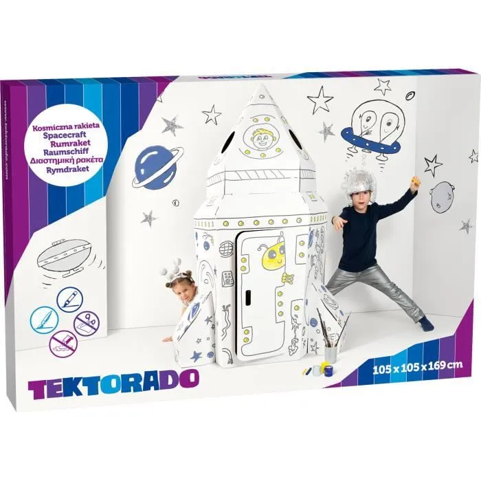 Maison de jeu à colorier en carton "Fusée"-3