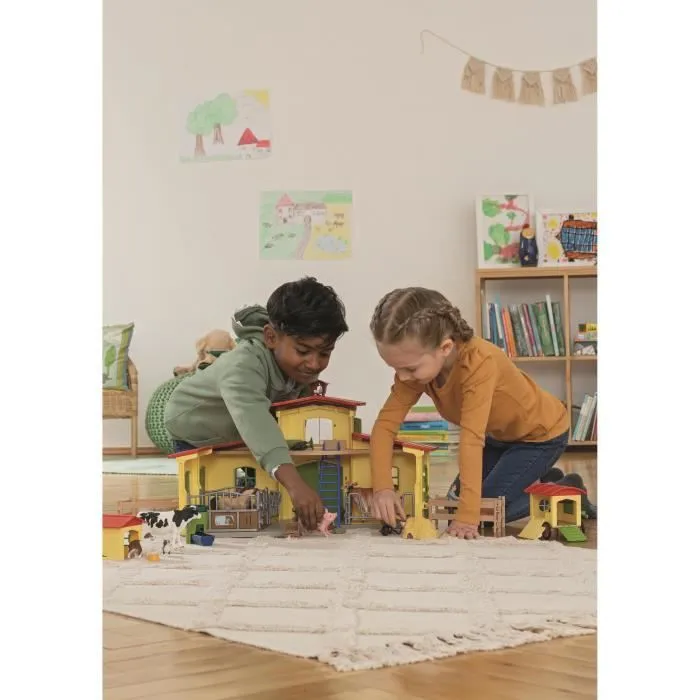 Ensemble de Figurines Animaux de la Ferme avec Accessoires - Coffret Ferme éducative de 92 Pièces avec Vache, Cheval, Cochon et-5