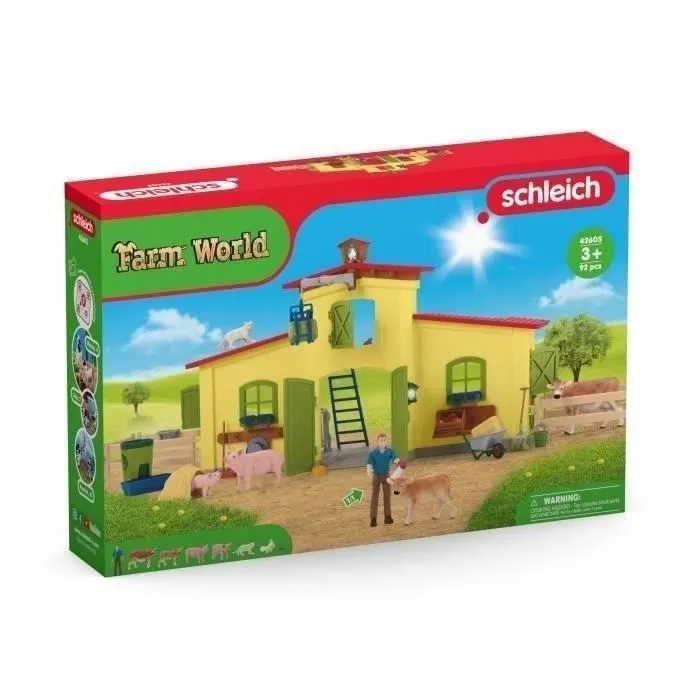 Ensemble de Figurines Animaux de la Ferme avec Accessoires - Coffret Ferme éducative de 92 Pièces avec Vache, Cheval, Cochon et-2