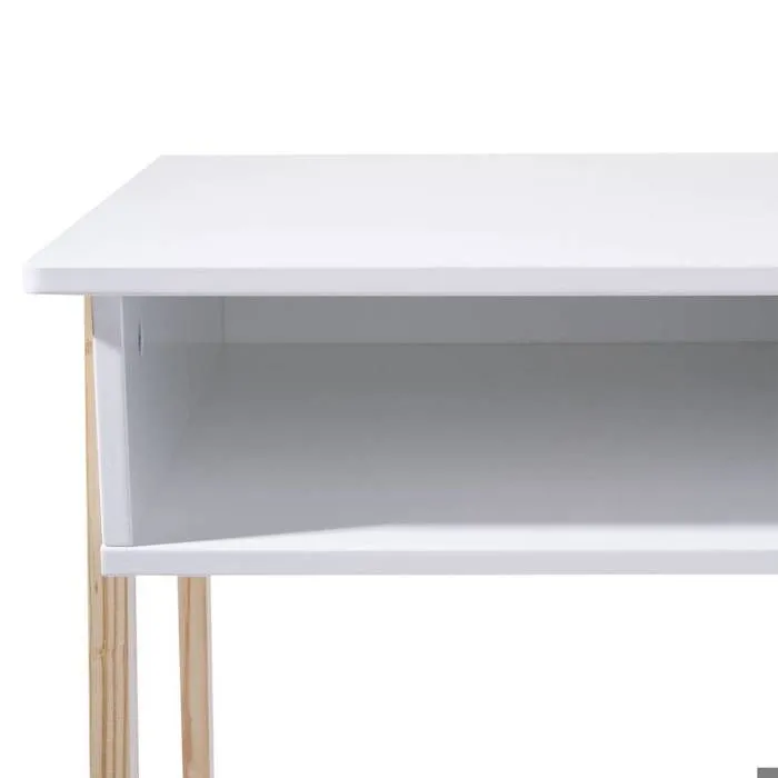 Bureau en bois pour enfants - ATMOSPHERA - BLANC et BOIS Naturel - Pratique et Astucieux - Style scandinave-3