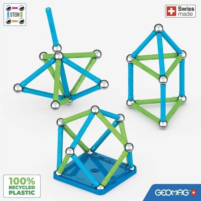 Jeu de construction magnétique - GEOMAG - Classic Recycled 25 pièces - Magnétique - Éducatif - Plastique recyclé-3