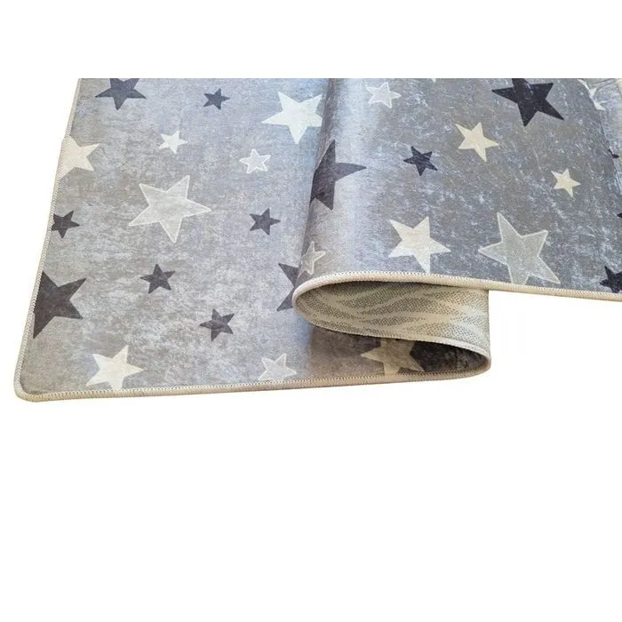 Tapis Enfant - Non spécifié - Etoile - Gris - 100x150 cm - Antidérapant - Lavable en machine-1