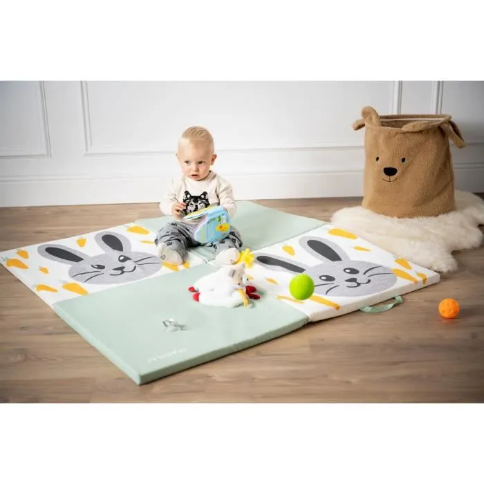 Tapis matelas de sol lapinou - MAÏKA - Doublé PVC - Vert - 60x120x6cm - 120x120x3cm-3