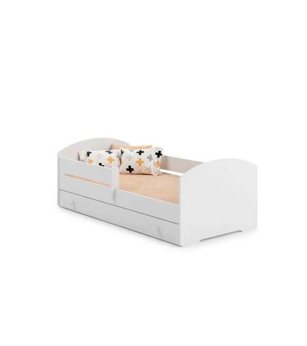 Lit enfant LOU avec tiroir balustrade et matelas inclus - Sans graphique - 140 cm x 70 cm-0