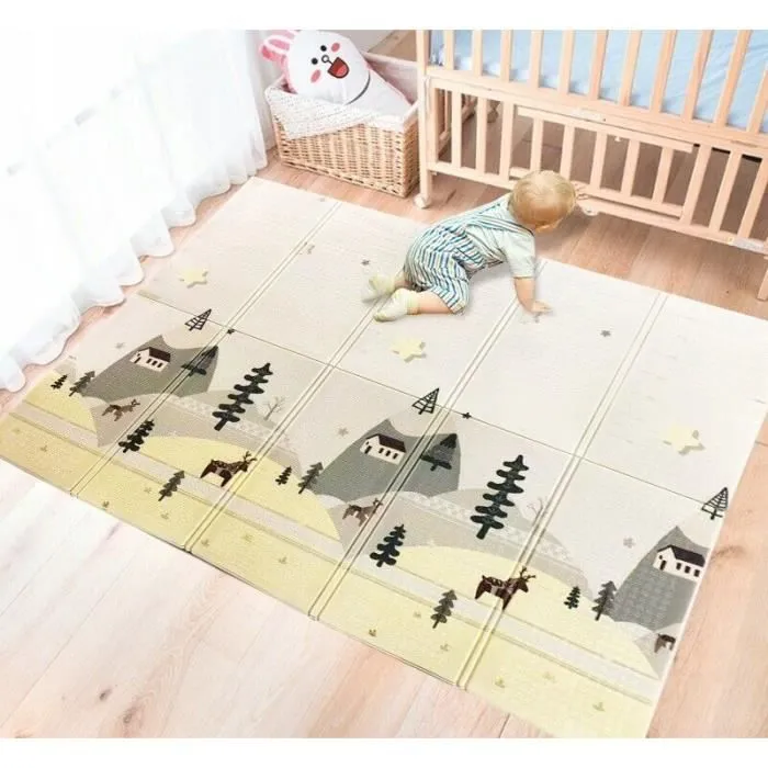 Tapis d'éveil bébé Mamabrum XXL en mousse XPE double face - 180x200cm - Antidérapant et pliant-0