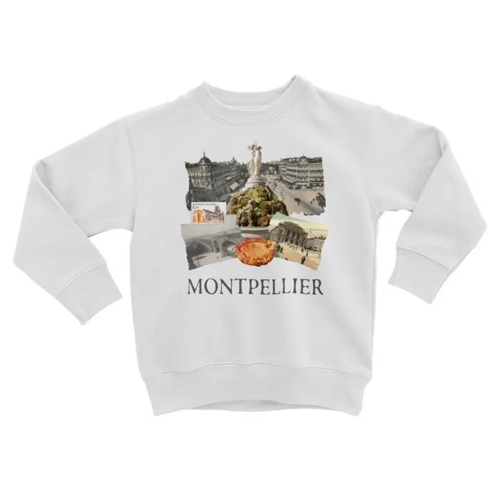 Sweatshirt Enfant Montpellier Collage Ville France Sud Patrimoine-0