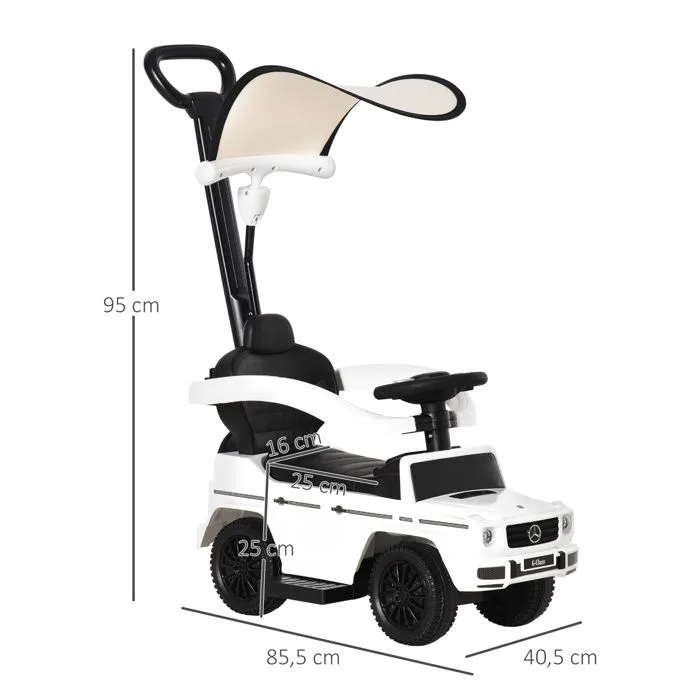 HOMCOM - voiture à pousser - PP - 85.5x40.5x95cm - blanc, noir-3