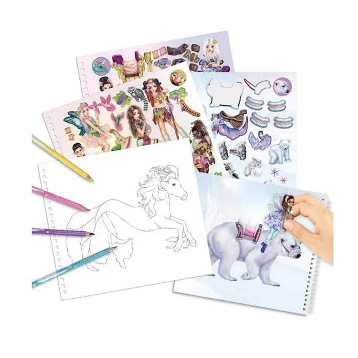 Album de coloriage - TOP Model - Create your Fantasy Friends - 20x18cm - Avec stickers - Pour filles-1