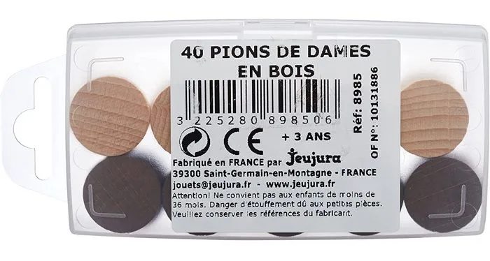 JEUJURA Boite pions dames en bois-3