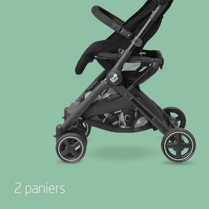 MAXI-COSI Poussette canne ultra compacte Lara 2, 0-4 ans, 0-22 kg, pliage automatique, 3 positions d'inclinaison, Essential Black-7