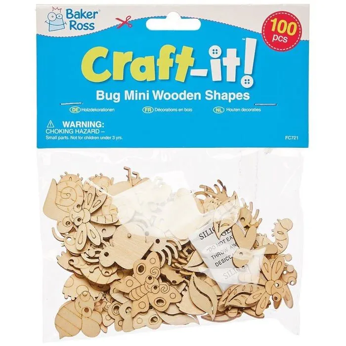 Jeu de scrapbooking Baker ross - FC721 - Mini Formes en Bois motif Insectes - Lot de 100, Bois Loisir Creatif ()-3