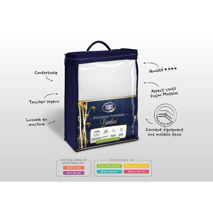 SWEETNIGHT Protège-matelas PREMIUM VICTOR 90x190 / 200 cm - Blanc-3