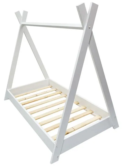 Lit pour enfant Maison 2-en-1 avec Tente Cabane en Bois Naturel (160x80 cm) : Aventures Ludiques et Repos Douillet-0