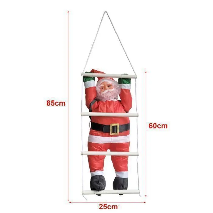 Père Noël grimpant à l'échelle pour intérieur extérieur 85 x 25 cm-1