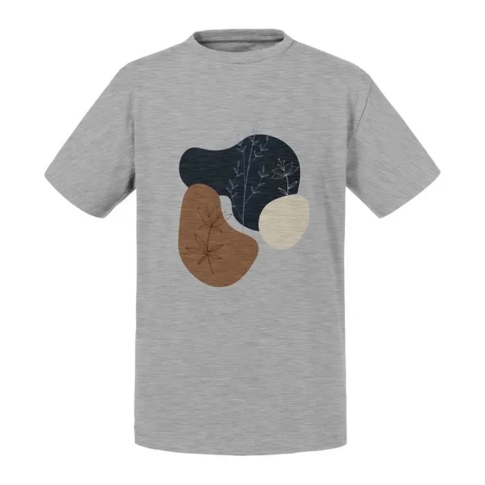 T-shirt Enfant Gris Plantes Rustique Minimaliste Fleurs Prairie Cottagecore-0