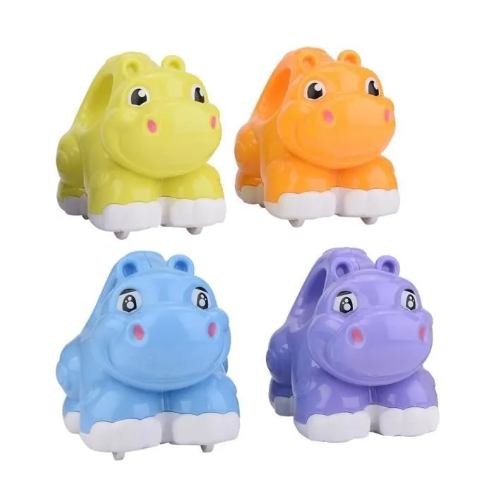 4sets voiture jouet Cute Cartoon Toddler Kids Toy Petites voitures Roue libre par inertie coulissante (Hippo) LANQI-0