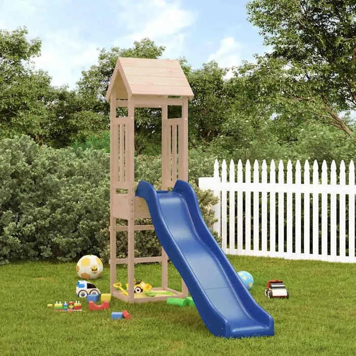 vidaXL Aire de Jeux d'Extérieur, Ensemble de Jeu avec Escalade et Toboggan Ondulé, Tour de Jeu de Jardin pour Enfant, Bois 3155809-0