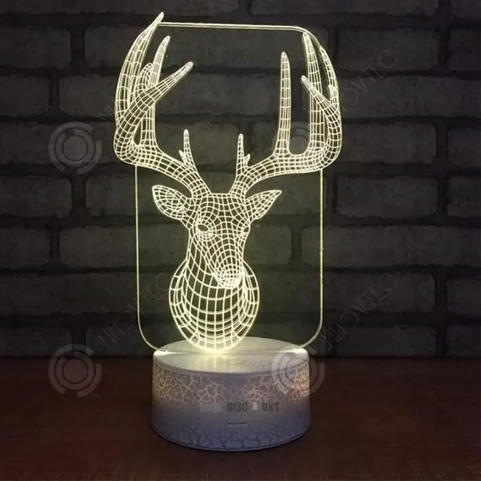 INN® Veilleuse de bureau 3D commande tactile Look d'élan dégradé de couleurs lumière d'illusion-0