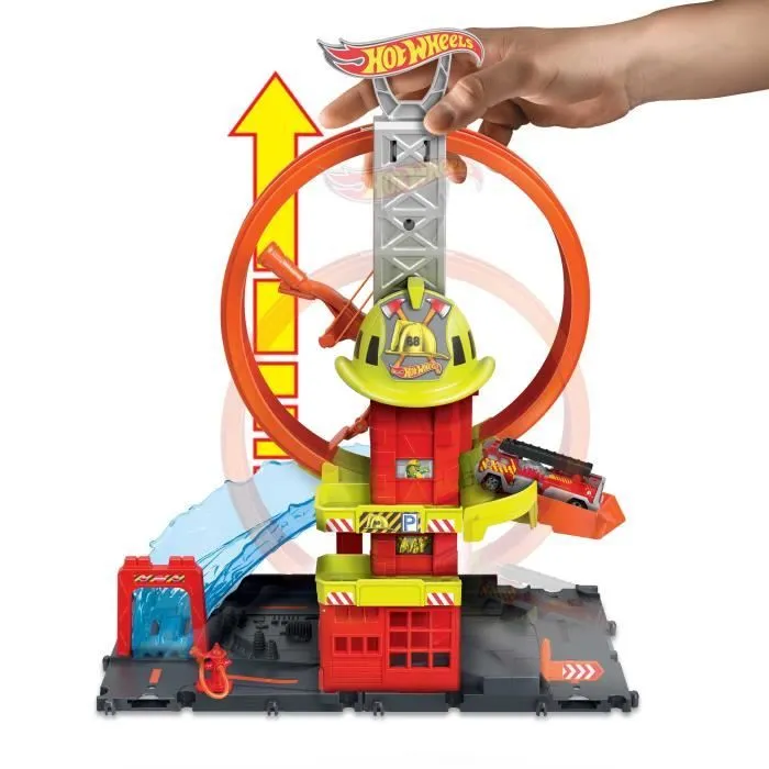 Caserne de pompiers - Hot Wheels - Super Fire Station - Multicolore - 4 ans - Inclus camion de pompiers-3