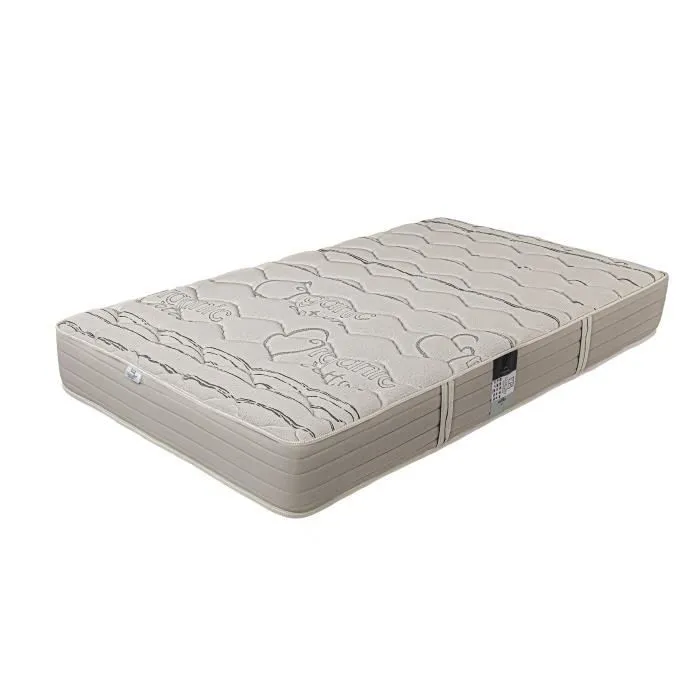 Ensemble Matelas Organic Coton 90x190 cm + 2 Oreillers + Couette + Sommier + Tête de Lit Gris-0